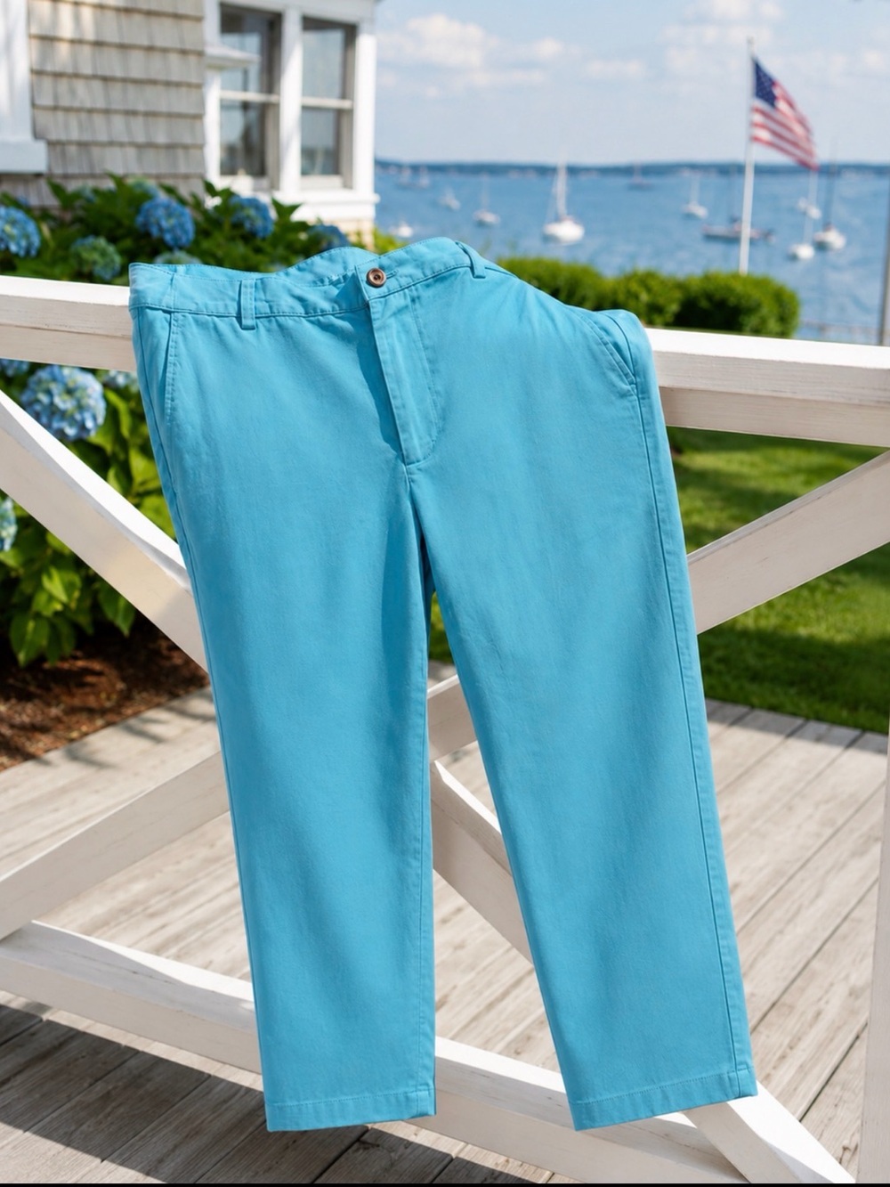 Men's Turquoise Cotton Clark Chinos - Classic Straight Fit 33/30